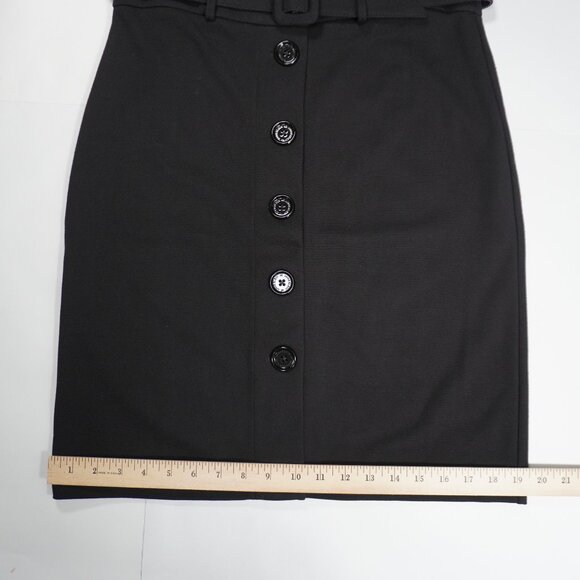 Anne Klein black midi length skirt with belt made in USA sz PM - Picture 4 of 6